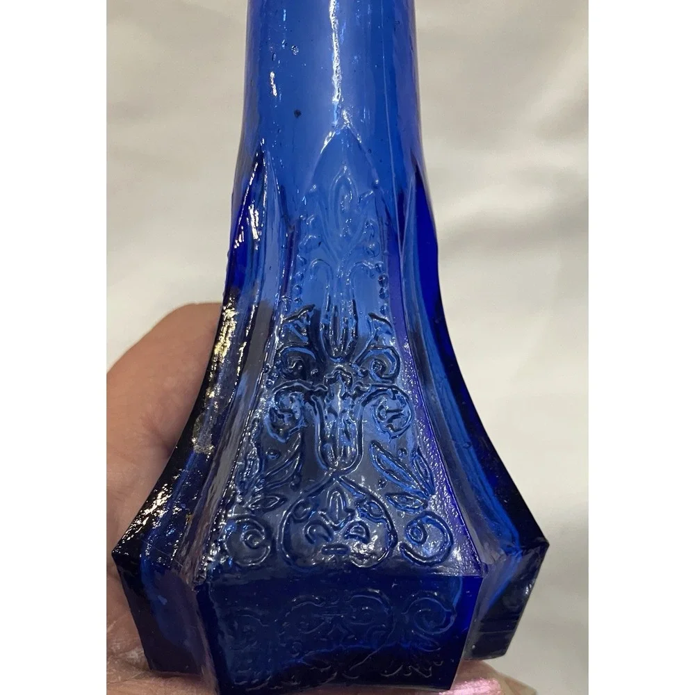 VTG Scandinavian Style Single Cobalt Blue Pressed Glass Bottle Shaker No Lid